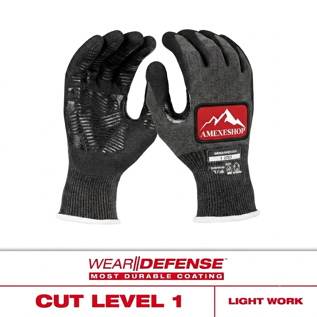 Cut Level 1 Nitrile Dipped Gloves w/ WEAR-DEFENSE™ Protection – M